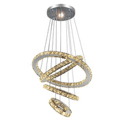 Malara 4-Ring Dimmable Crystal Chandelier – Silver Finish