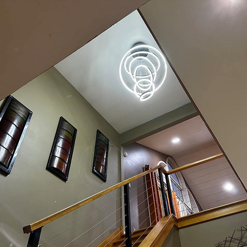 DIY 5/6 Rings Chandelier Modern Black White Dimmable Ceiling CL-NRBC