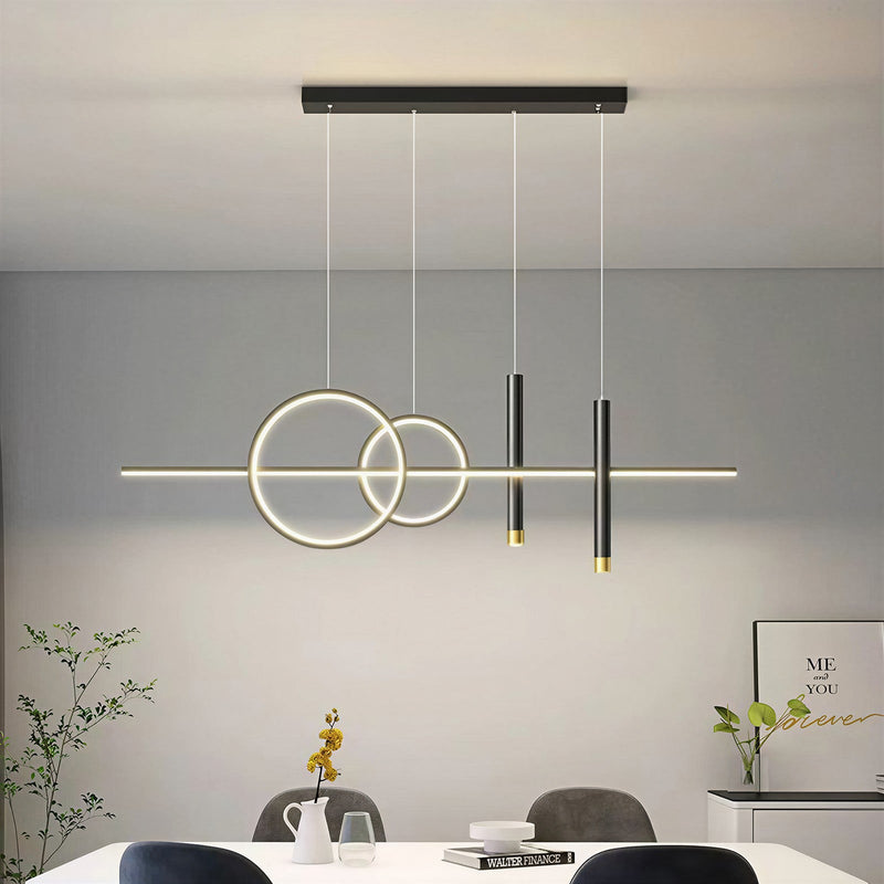 Ring Strip Mix LED Chandelier Adjustable Chain Metal Acrylic Modern Pendant Light CL-RSMC