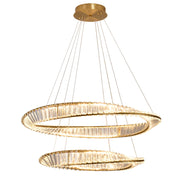 Vela Twin Ring Crystal Chandelier – Gold Finish