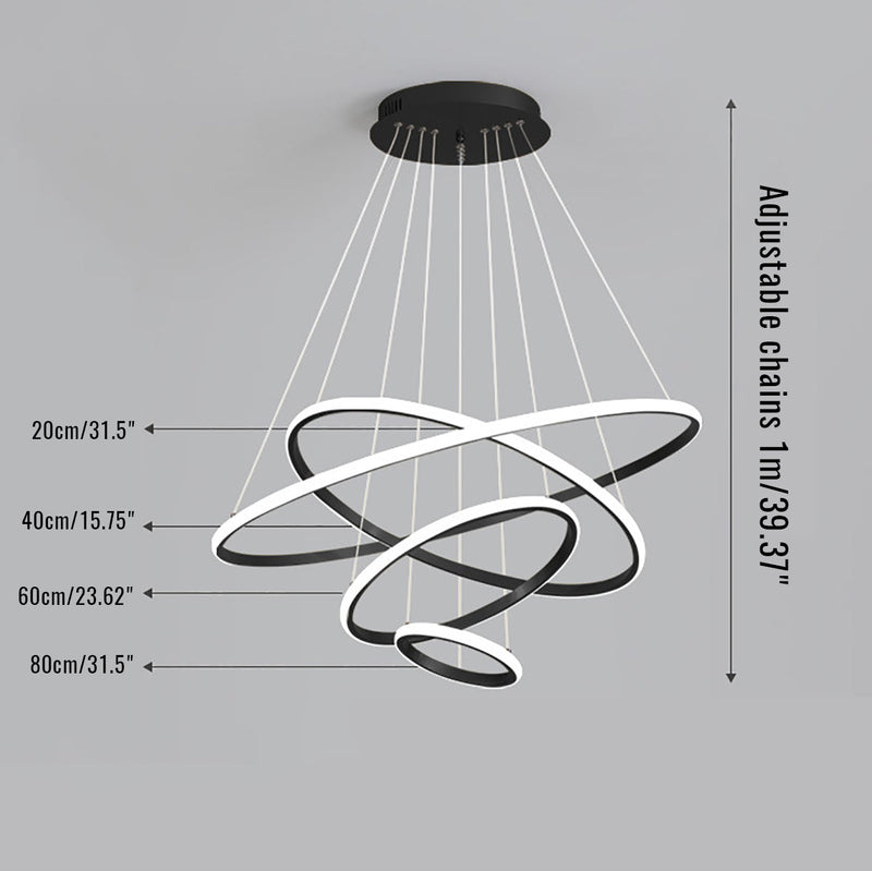 4 Rings Chandelier Black 3 Colors Home Ceiling Light CL-4RB