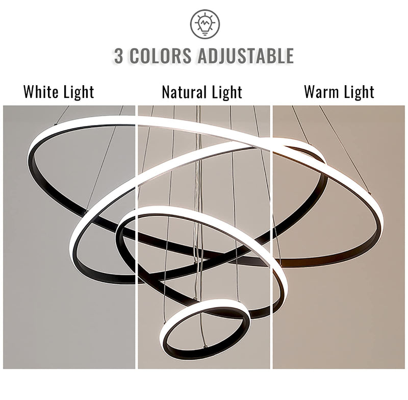 4 Rings Chandelier Black 3 Colors Home Ceiling Light CL-4RB