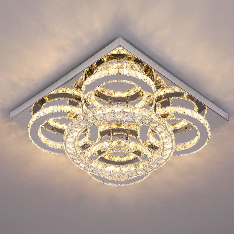 Aveline 51W Tri-Colour Dimmable Crystal Flush Mount Ceiling Light – 40.5cm - image 11