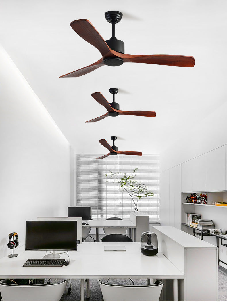 52''Black&Brown Ceiling Fan Walnut Wood Blades with Remote CF-5203