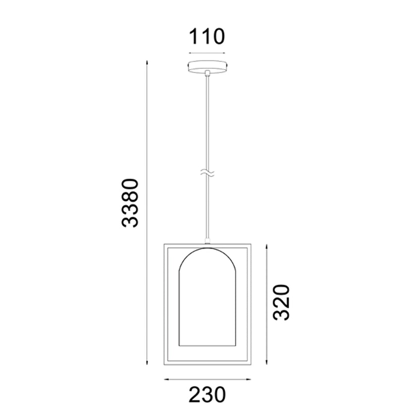 CLA Lighting SWING: Oblong Wood Frame Pendant Lights dimensions diagram