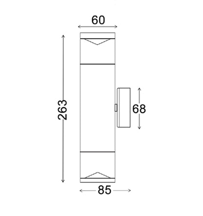 CLA Lighting PHARE: Exterior Up/Down Pillar Wall Lights IP65 PHARE dimensions diagram