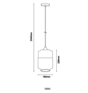 CLA Lighting CASA Jar pendant light dimensions diagram