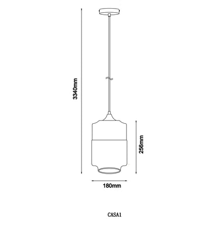 CLA Lighting CASA Jar pendant light dimensions diagram