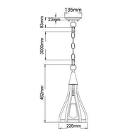CLA Lighting KHALEESI1 small pendant light dimensions diagram