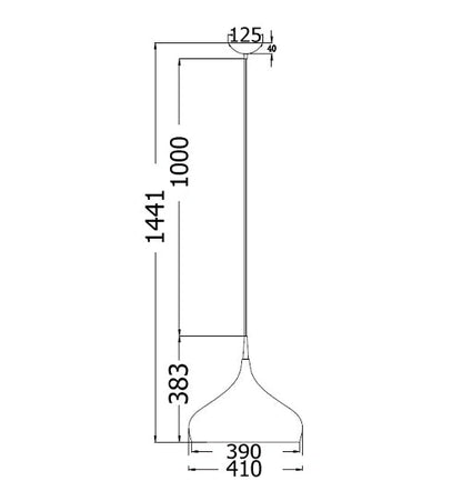 ZARA: Modern Dome Shape Pendant Lights dimensions diagram - CLA Lighting