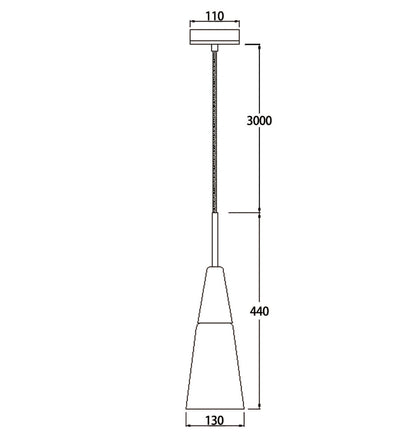 CLA Lighting FINN Long Cone pendant light dimensions diagram