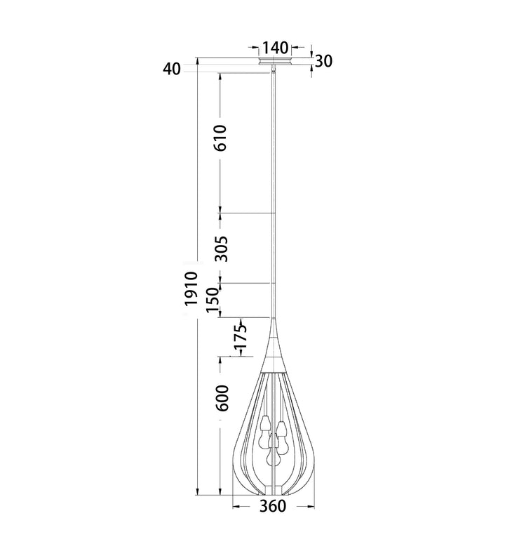 CLA Lighting BONITO: Single Lamp X 3 Taupe Wood Medium TEAR DROP Ø355mm Pendant Lights