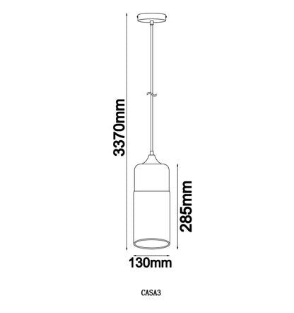 CLA Lighting CASA Oblong pendant light dimensions diagram