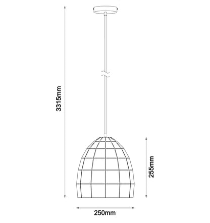 CLA Lighting ARMIS ellipse pendant light dimensions diagram