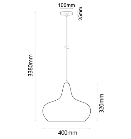 CLA Lighting LIGNA: Retro Replica Wood Pendant Lights - Wine Glass dimensions diagram
