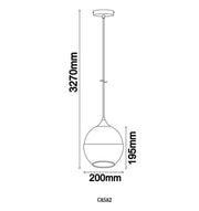 CLA Lighting CASA Wine Glass pendant light dimensions diagram