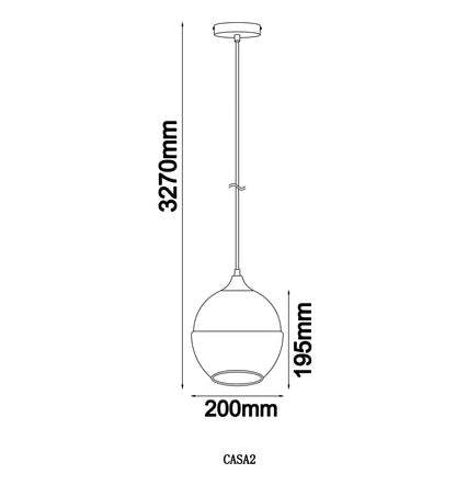 CLA Lighting CASA Wine Glass pendant light dimensions diagram