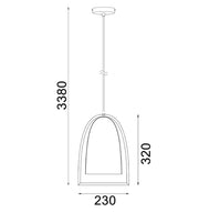 CLA Lighting SWING: Ellipse with Wood Frame Pendant Lights dimensions diagram