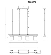 CLA Lighting METI02 bar pendant dimensions diagram
