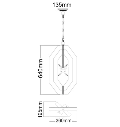 CLA Lighting ORBITA1 pendant light dimensions diagram