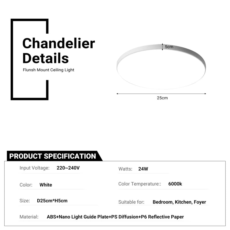 White LED Ceiling Down Light Round 24/30W Flush Oyster Lamp CL-UFOC