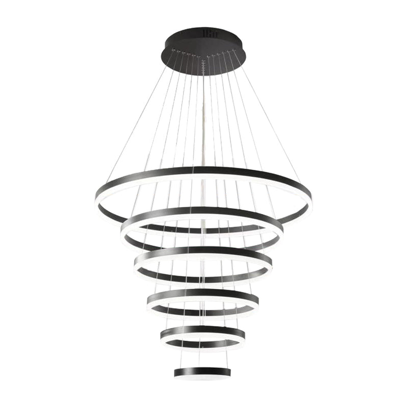 DIY 5/6 Rings Chandelier Modern Black White Dimmable Ceiling CL-NRBC