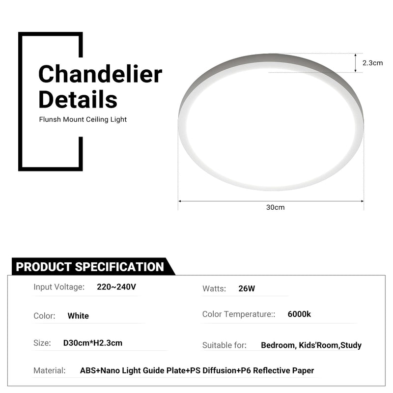 White LED Ceiling Down Light Round 26/36W Ultra-Thin White CL-UFOC