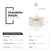 Crystal Tree Branches Chandelier 60cm Gold/Silver 8-Light Luxury Pendant CL-LCTB60