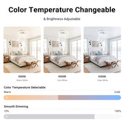 Flush Mount Ceiling Fan 50cm Crystal Light APP Remote White CF-FMW
