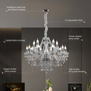 15 Lights Crystal Chandelier Large Ceiling Pendant Light CL-WCC15