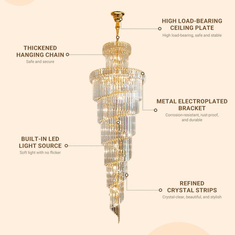 Crystal High Ceiling Chandelier Luxury Modern Spiral Light CL-LCAKE21