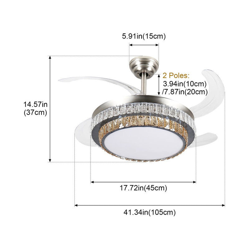 Windora Eloria 42" Dual-Tone Crystal DC Ceiling Fan w/ 3CCT LED Remote Control - image 8