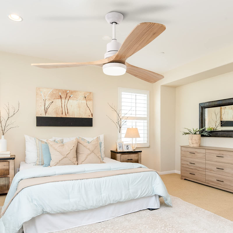 52'' Ceiling Fan with Light White&Brown with Remote Control CF-5204