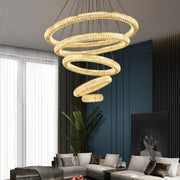 Miralia 5-Ring Dimmable Crystal Chandelier - Silver Finish - image 2