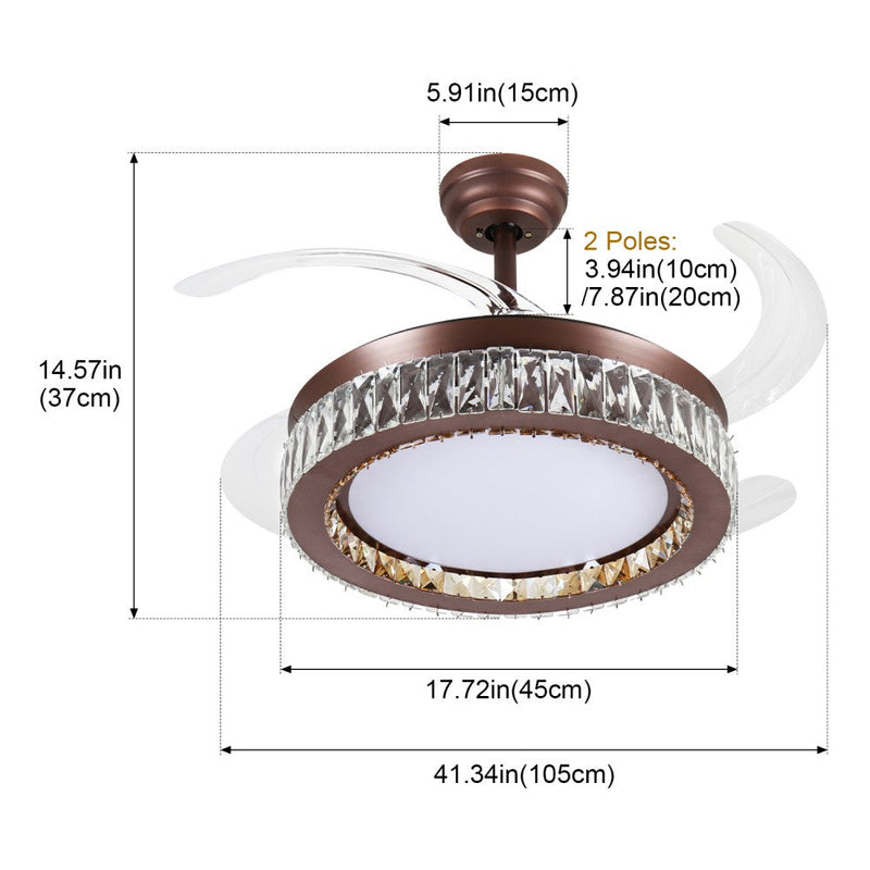 Windora Calista 42" Antique Bronze Crystal Chandelier DC Ceiling Fan w/ 3CCT LED Remote Control - image 8