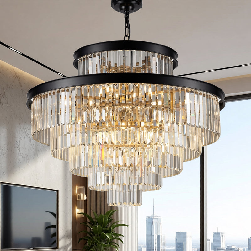 18 Light 2 Tier Cake Crystal Chandelier K9 Black 3 Colors CL-TCCB