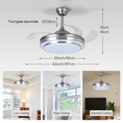 Silver Ceiling Fan with Light 42'' Fan with Remote Control CF-4201