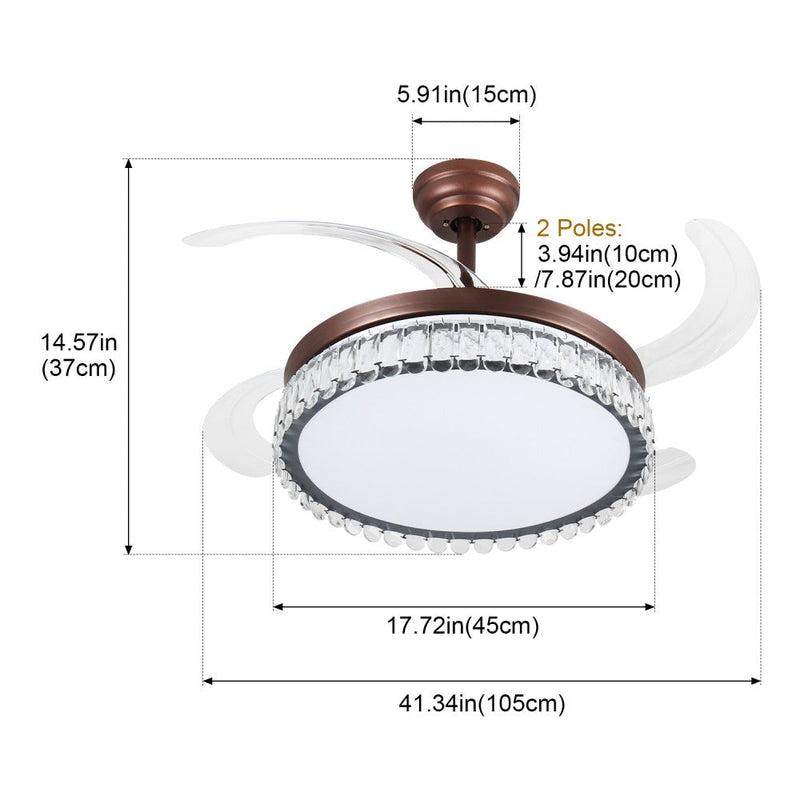 Windora Thalia 42" Antique Bronze Crystal Chandelier DC Ceiling Fan w/ 3CCT LED Remote - image 8