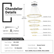 4/6Rings Crystal Chandelier Modern LED Stair High Ceiling CL-4RC