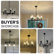 Modern Black 6-Light Glass Chandelier Industrial Farmhouse Ceiling Light CL-LGSC