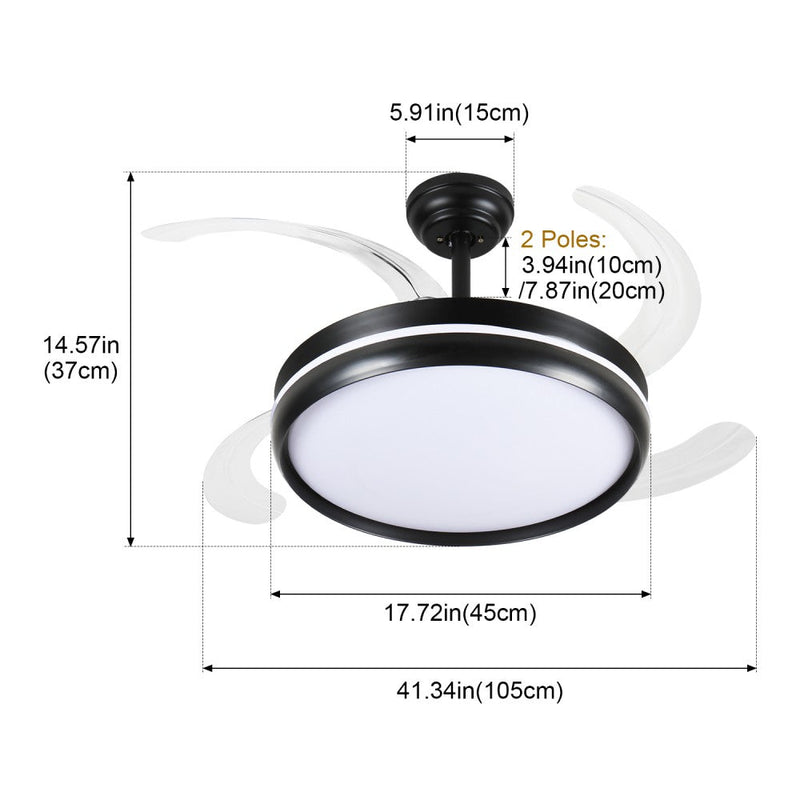 Windora Cyra 42" Black Halo DC Ceiling Fan w/ 3CCT LED Remote Control - image 8