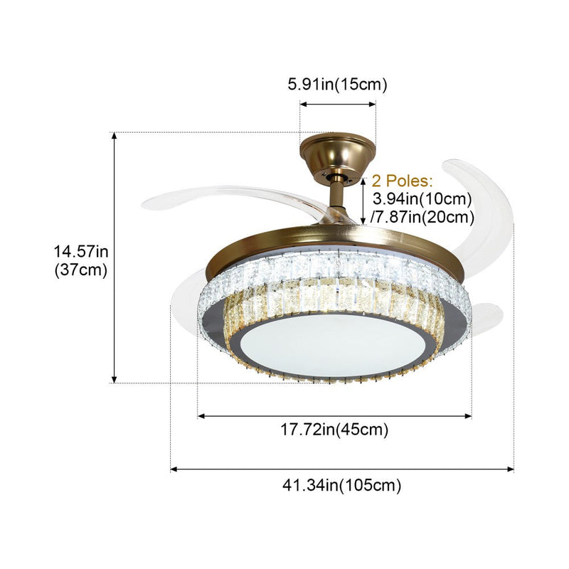 Windora Aurea 42" Gold Dual-Tone Crystal DC Ceiling Fan w/ 3CCT LED Remote Control - image 7