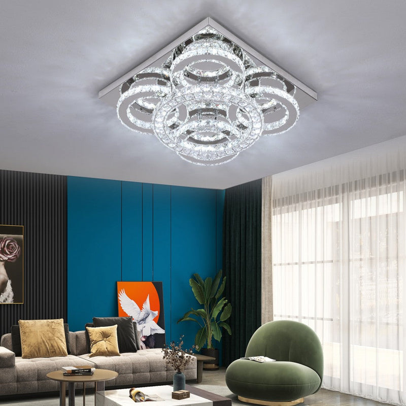 Aveline 51W Tri-Colour Dimmable Crystal Flush Mount Ceiling Light – 40.5cm - image 12