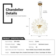 Crystal Firework Chandelier Flush Mount Dandelion Pendant Light CL-FWC