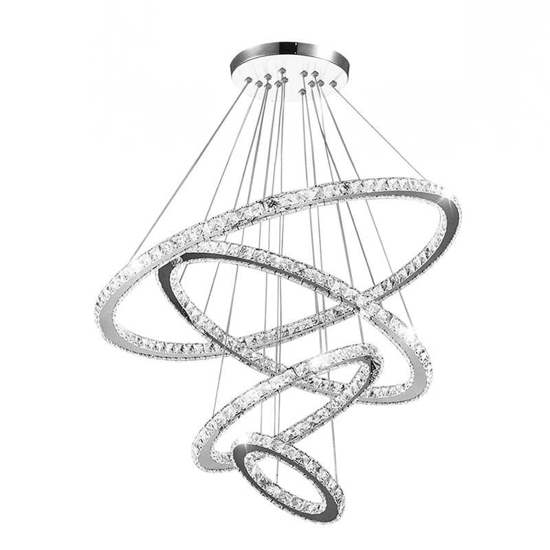 4/6Rings Crystal Chandelier Modern LED Stair High Ceiling CL-4RC