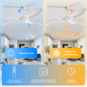 52'' Pure White Ceiling Fan Remote Reversible DC Motor Timer CF-5211