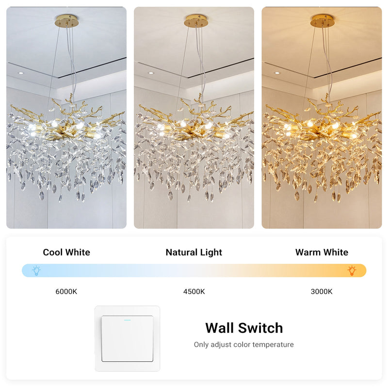 Crystal Tree Branches Chandelier 60cm Gold/Silver 8-Light Luxury Pendant CL-LCTB60