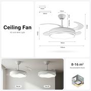 42" Retractable Ceiling Fan with Light & Remote Smart Modern Design CF-4204