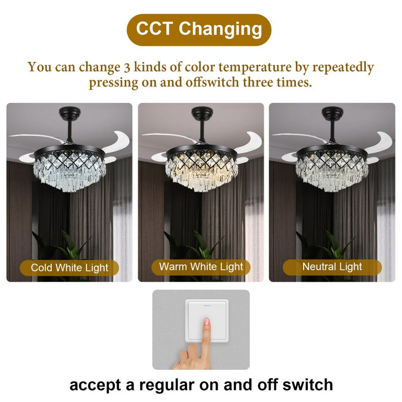 Windora Seraphine 42" Black Crystal Chandelier DC Ceiling Fan w/ 3CCT LED Remote Control - image 6