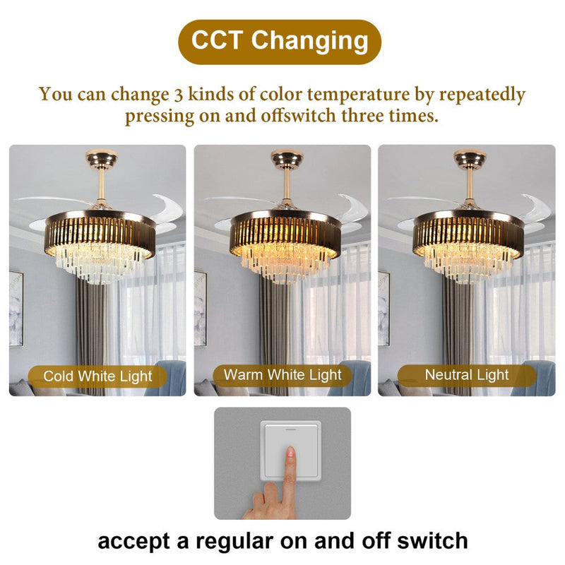 Windora Leontis 42" Gold Crystal Chandelier DC Ceiling Fan w/ 3CCT LED Remote Control - image 6
